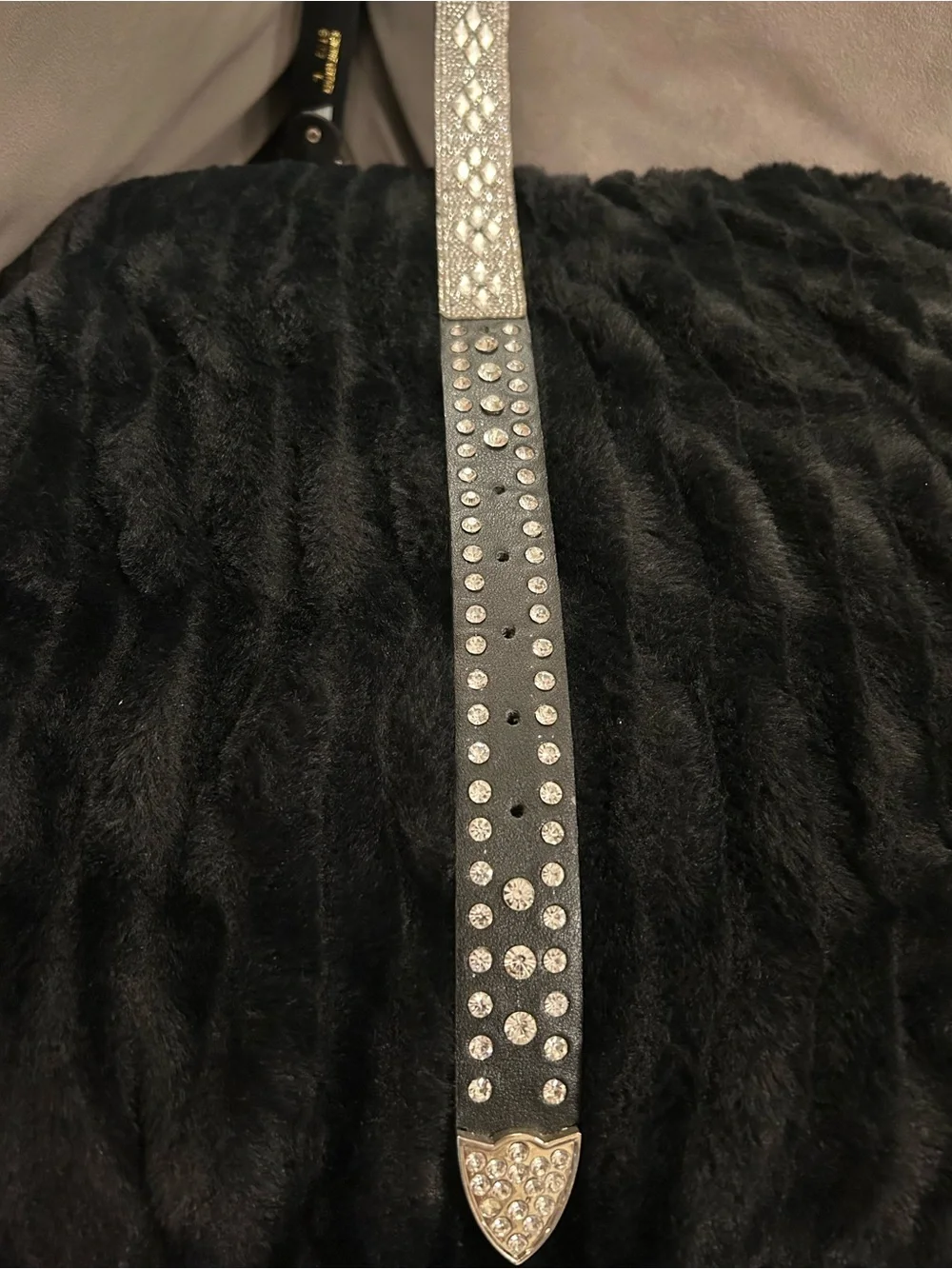 Genuine Leather Rhinestone Embellished Studded Women’s Belt Size Large